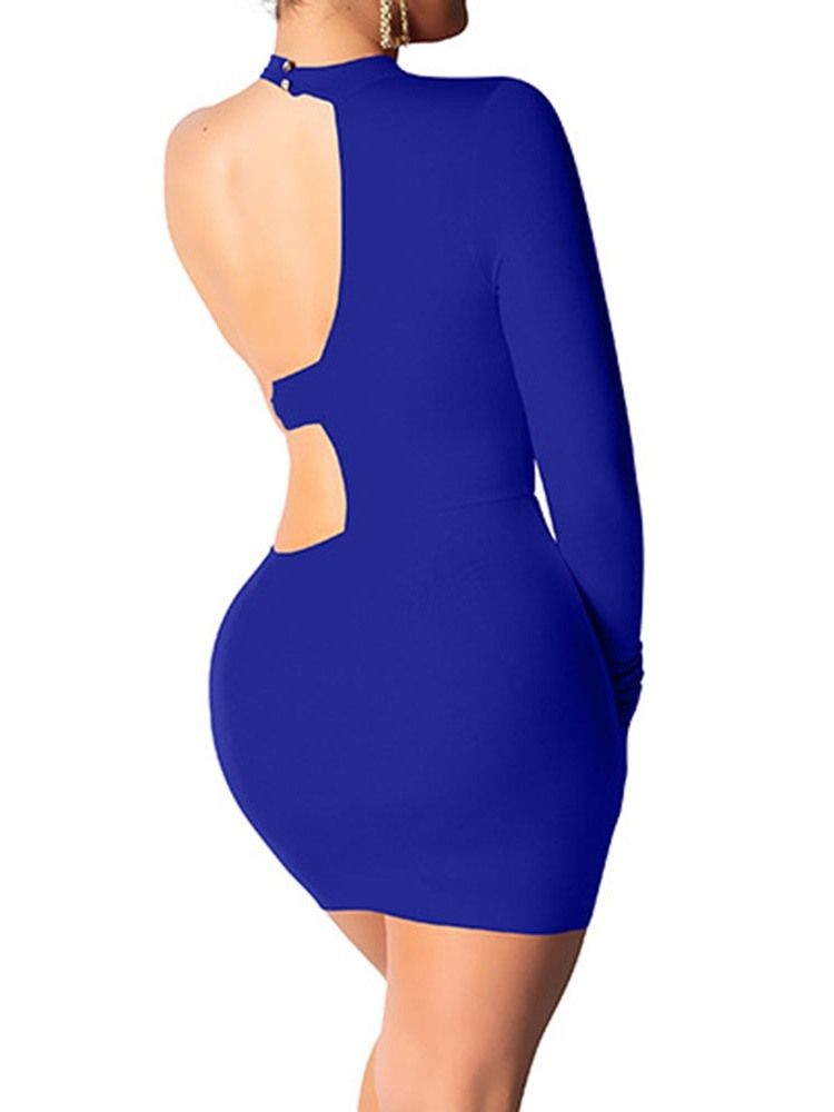 Kvinnor Över Knäställ Krage Långärmad Bodycon One-shoulder Dress