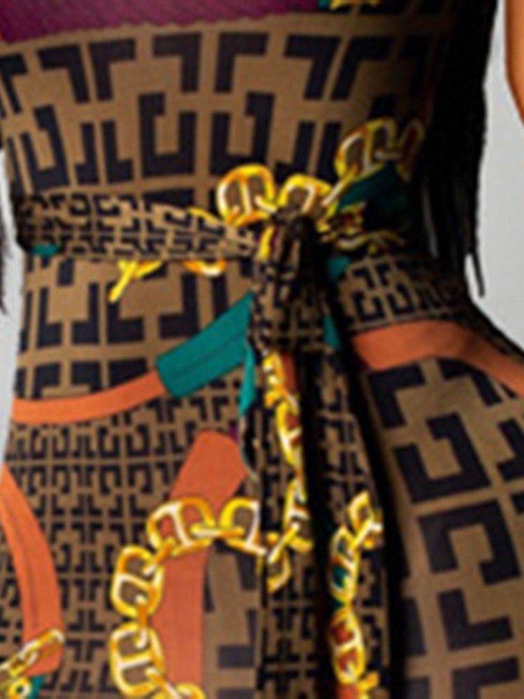 Kvinnors Afrikanska Mode Mid-calf Pencil Geometric Dress