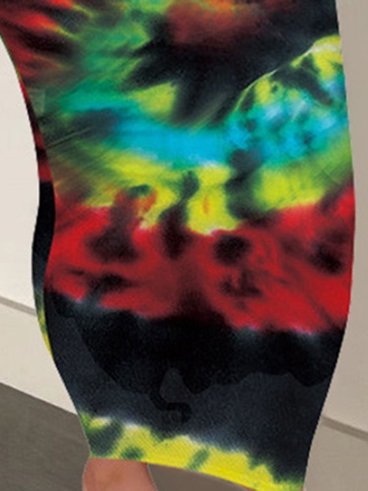 Kvinnors Fotlängd Ärmlös Tie-dye Pullover Casual Klänning