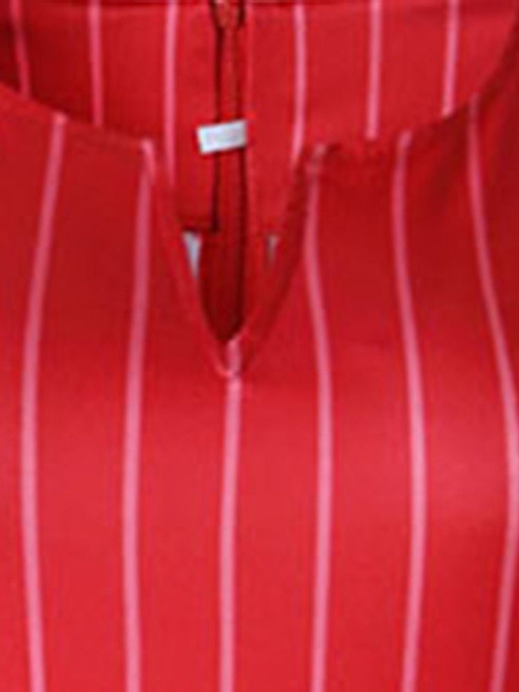 Kvinnors V-ringning Kortärmad Mid-kalv Regular Stripe Dress