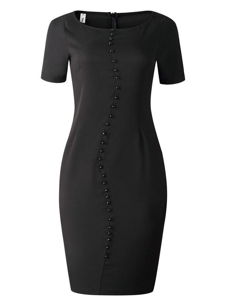 Off-shoulder Kortärmad Midikalv Bodycon Elegant Klänning För Kvinnor