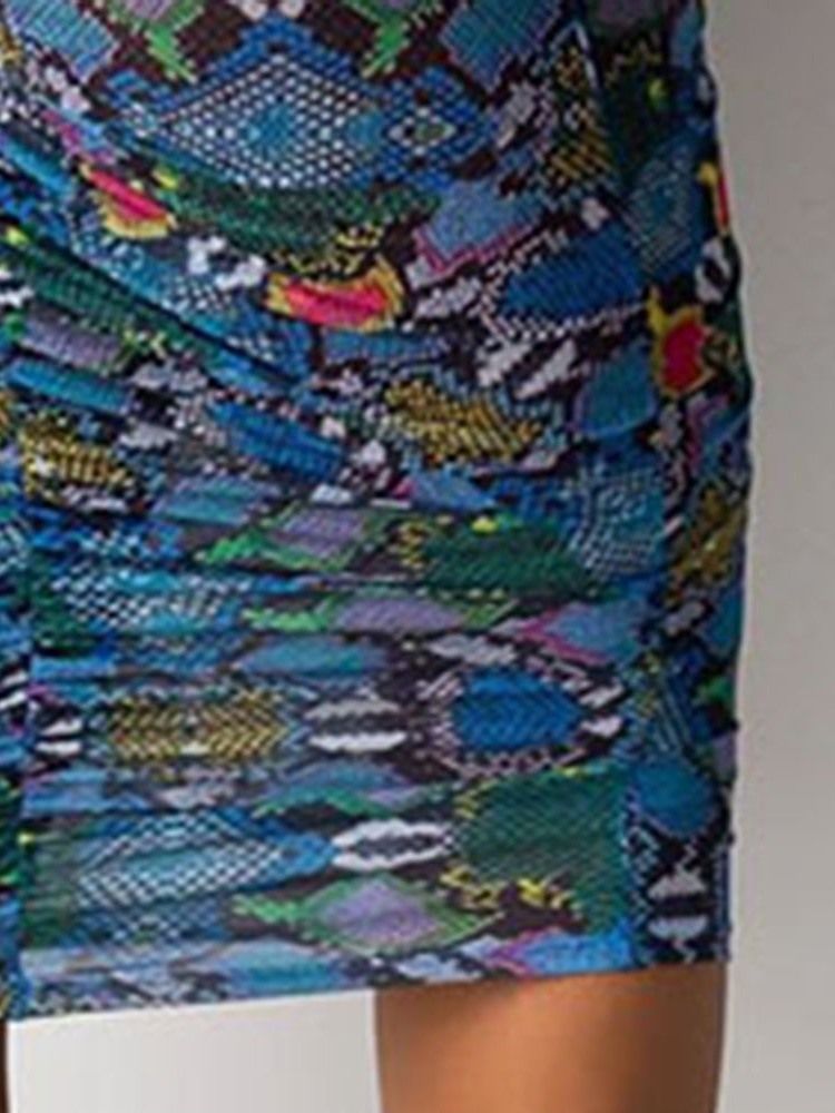 Plisserad V-ringad Långärmad V-ringad Serpentine Spring Dress