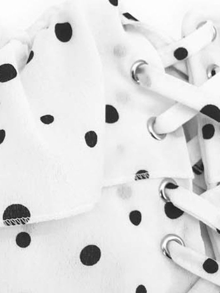 Polka Dots Axelbandslös Veckad Ärmlös Klänning