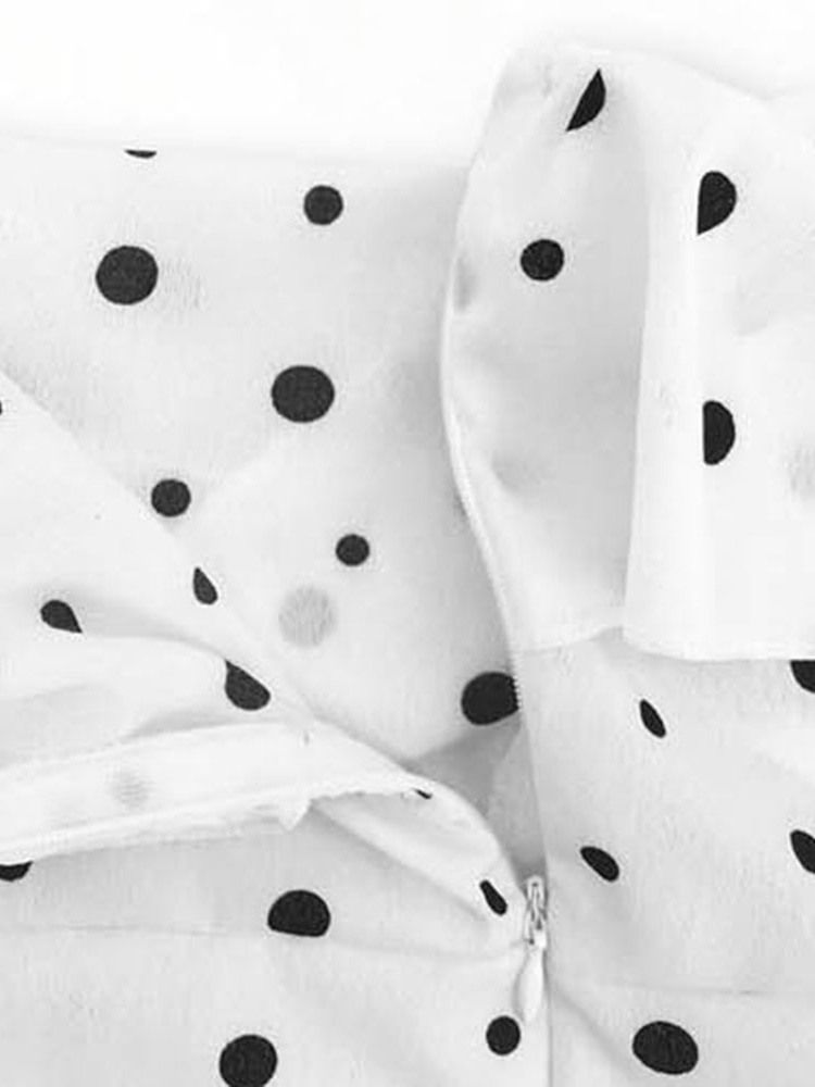 Polka Dots Axelbandslös Veckad Ärmlös Klänning