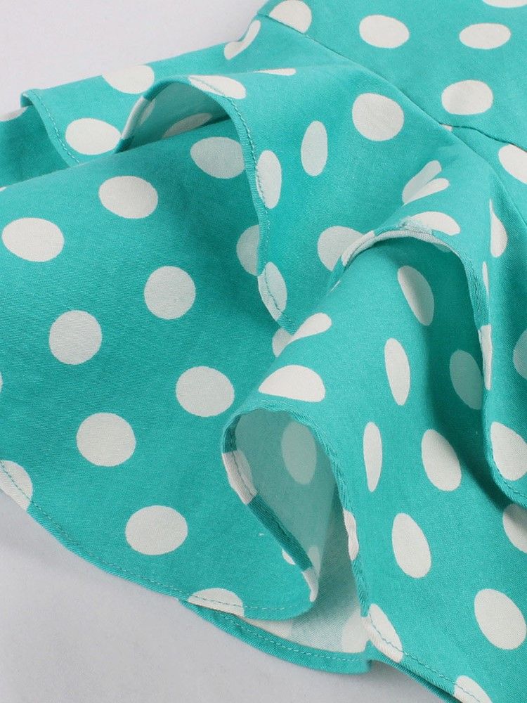 Polka Dots Petal Sleeve Knälång Bodycon-klänning För Kvinnor