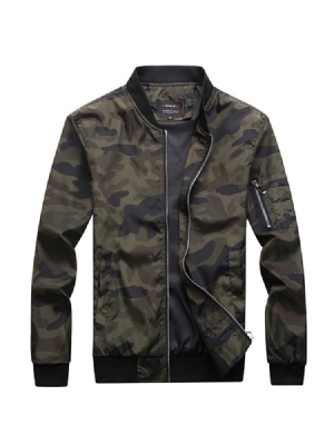 Camouflage Printed Stand Collar Mens Jacket