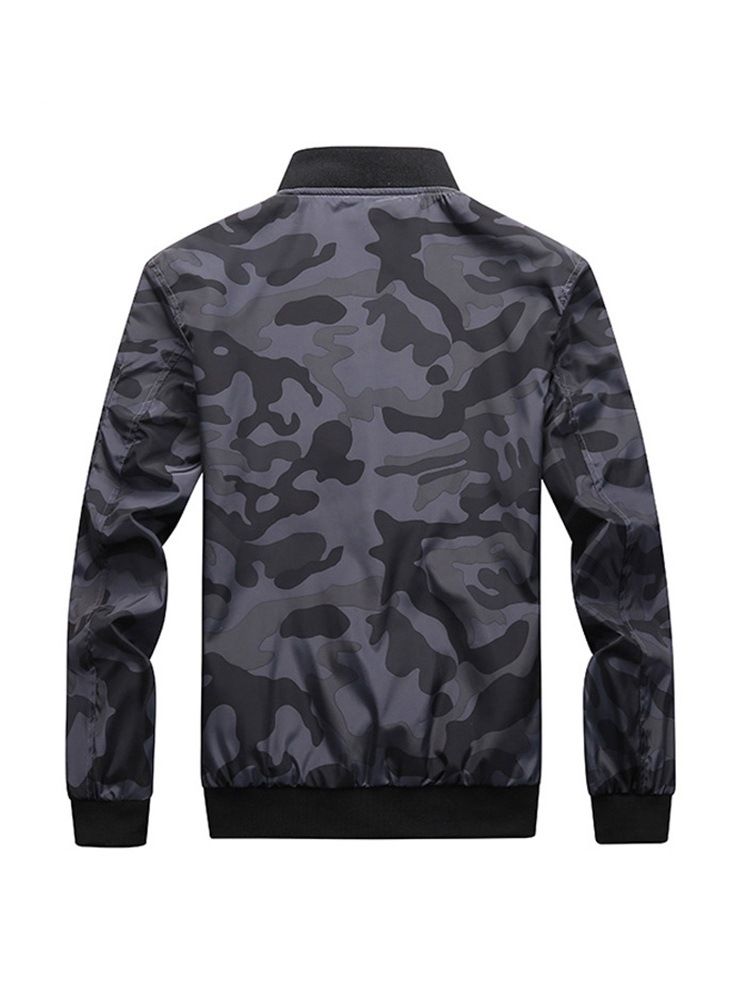 Camouflage Printed Stand Collar Mens Jacket