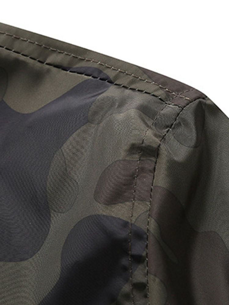 Camouflage Printed Stand Collar Mens Jacket