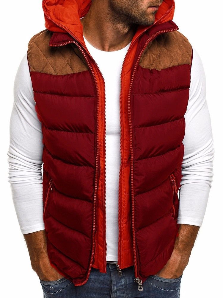 Color Block Thick Patchwork European Men's Waistcoat