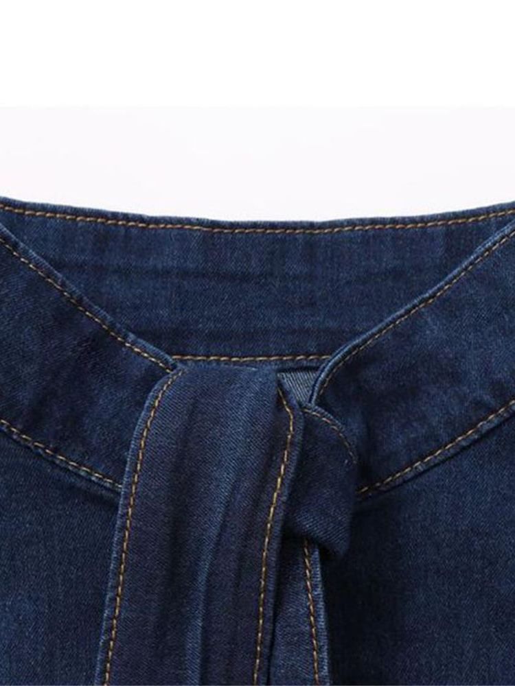 Dam Denim Casual Bowknot Slim Normal Standardjacka