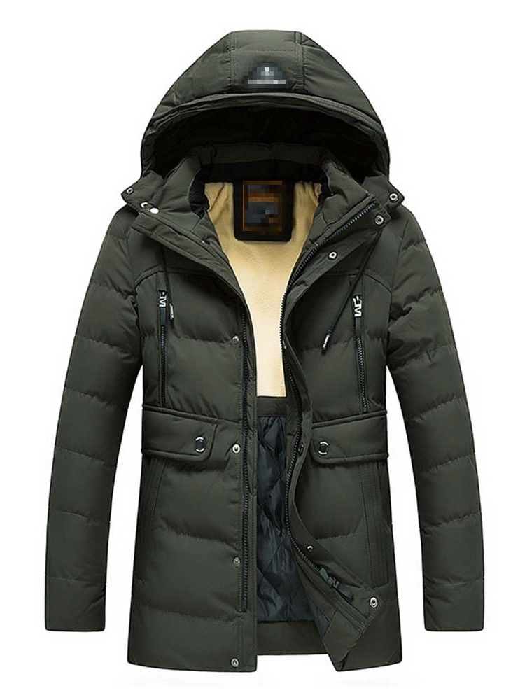 Dragkedja Plain Color Hooded Zipper European Dunjacka För Män