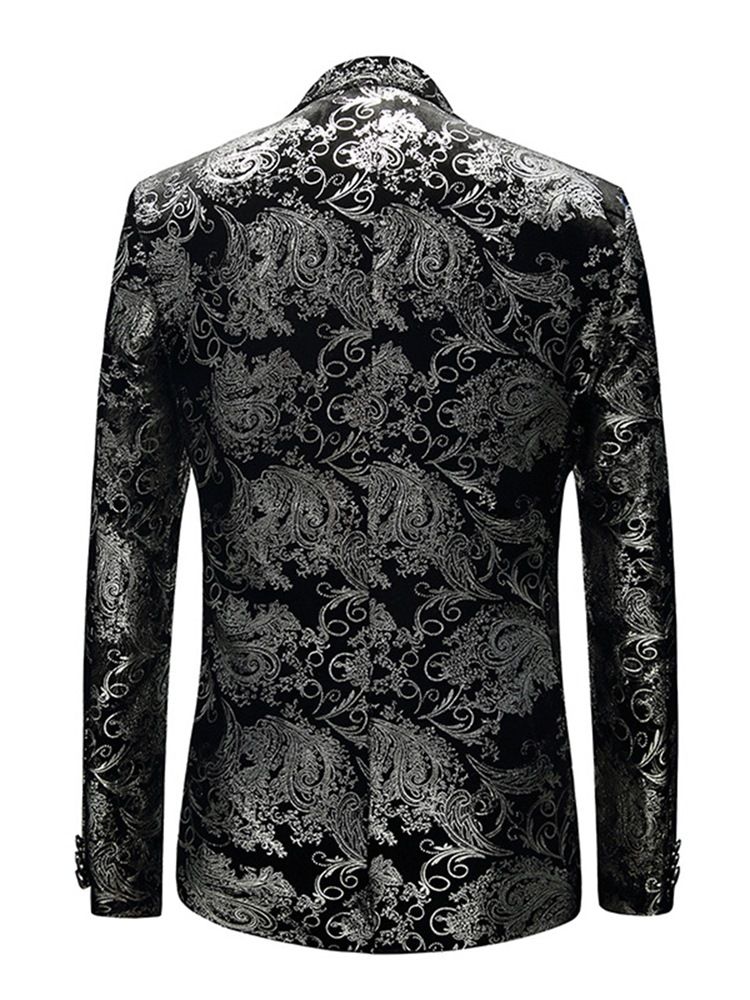 Floral Print Mens Color Block Slim Jacket Blazer