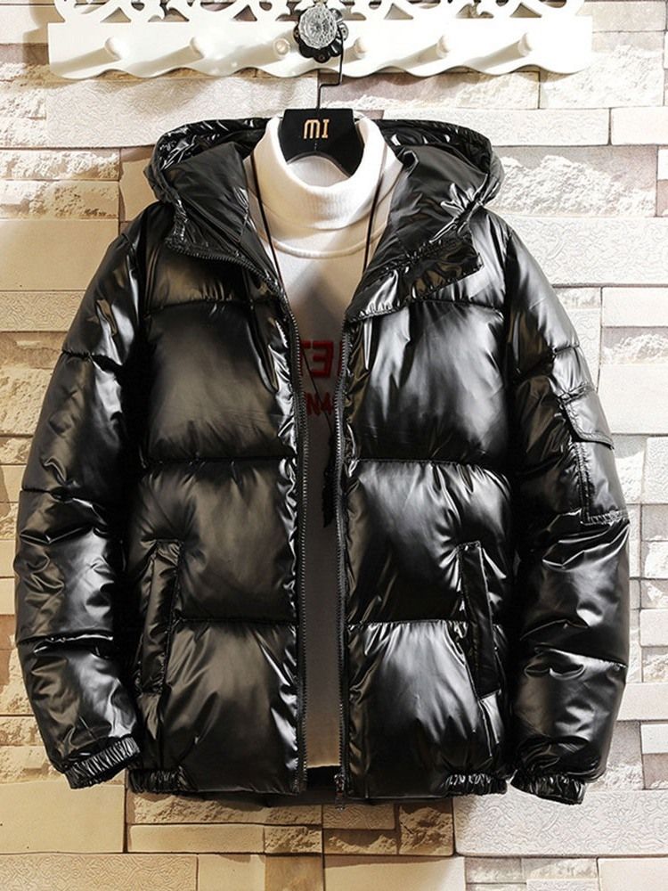 Herr Down Hooded Plain Zipper Zipper Casual Down Jacket