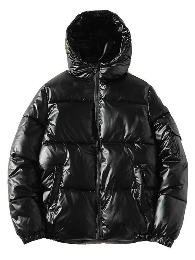 Herr Down Hooded Plain Zipper Zipper Casual Down Jacket