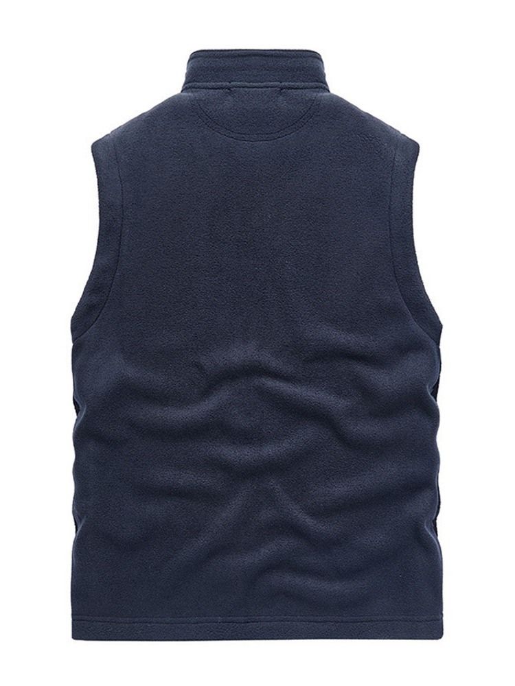 Herr Letter Stand Collar Zipper Casual Waistcoat