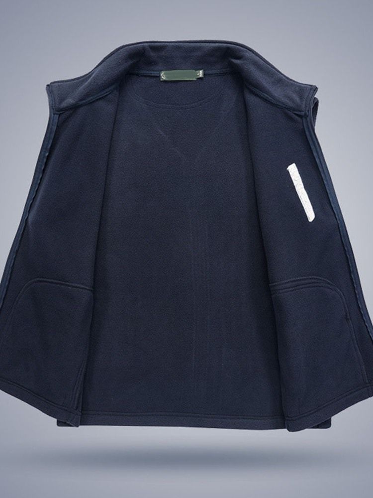 Herr Letter Stand Collar Zipper Casual Waistcoat