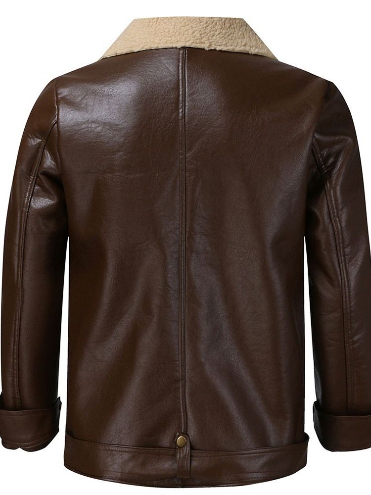 Herrjacka I Färgkloss Standard Slim Patchwork Leather Jacket