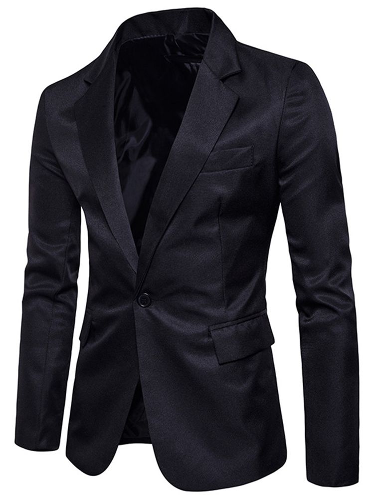 Herrkläder Plain Notched Lapel Slim Light Blazer