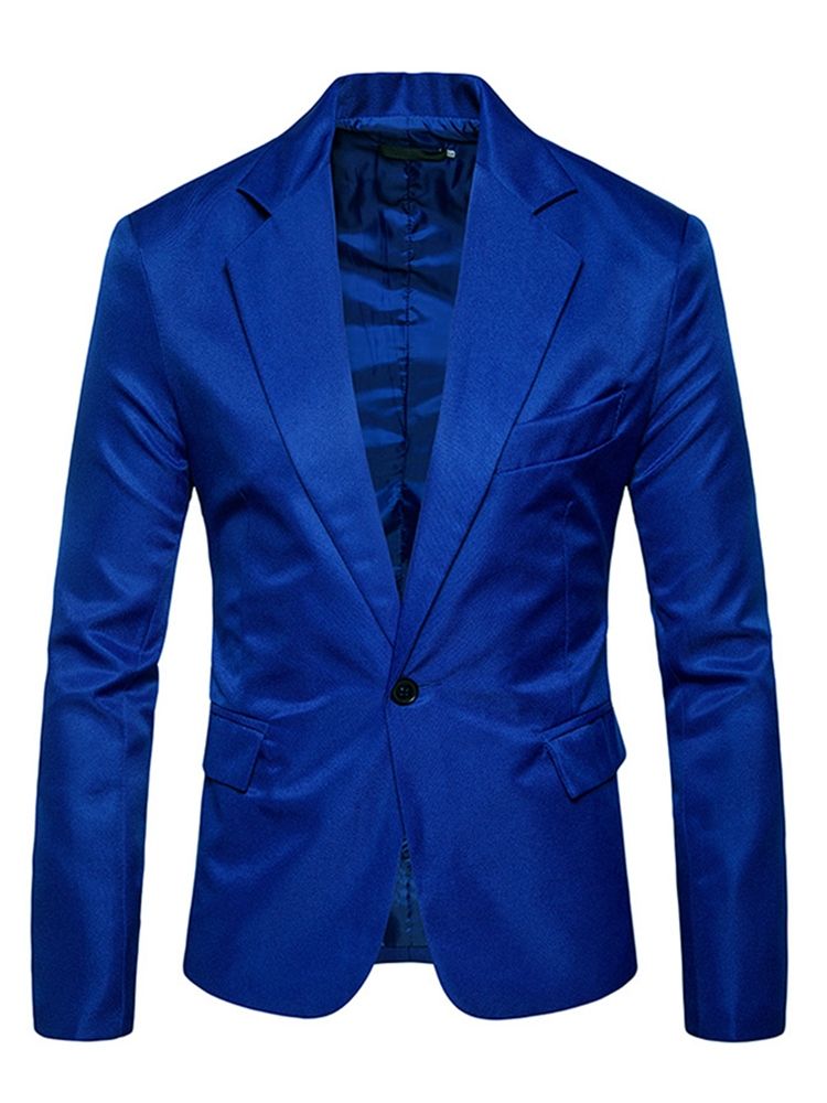 Herrkläder Plain Notched Lapel Slim Light Blazer