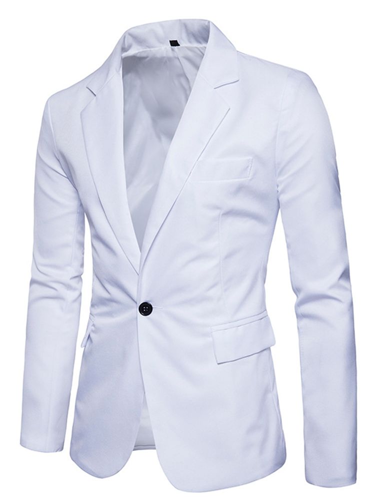 Herrkläder Plain Notched Lapel Slim Light Blazer