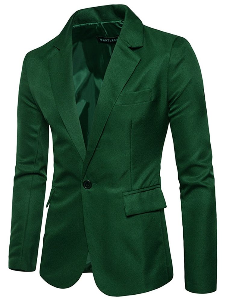 Herrkläder Plain Notched Lapel Slim Light Blazer