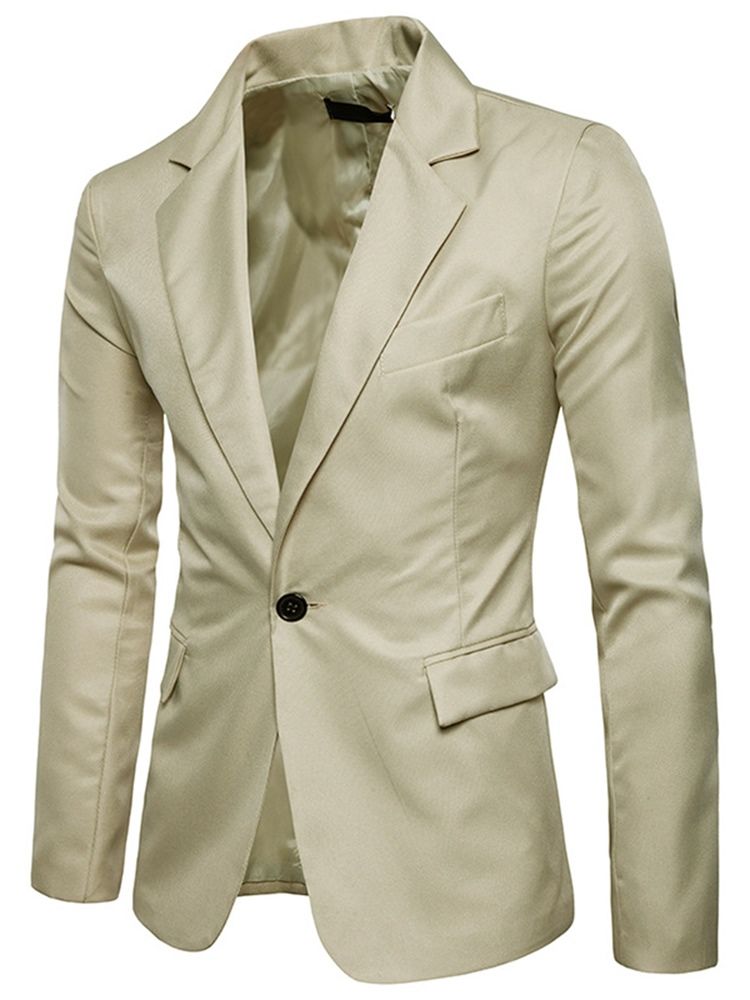 Herrkläder Plain Notched Lapel Slim Light Blazer