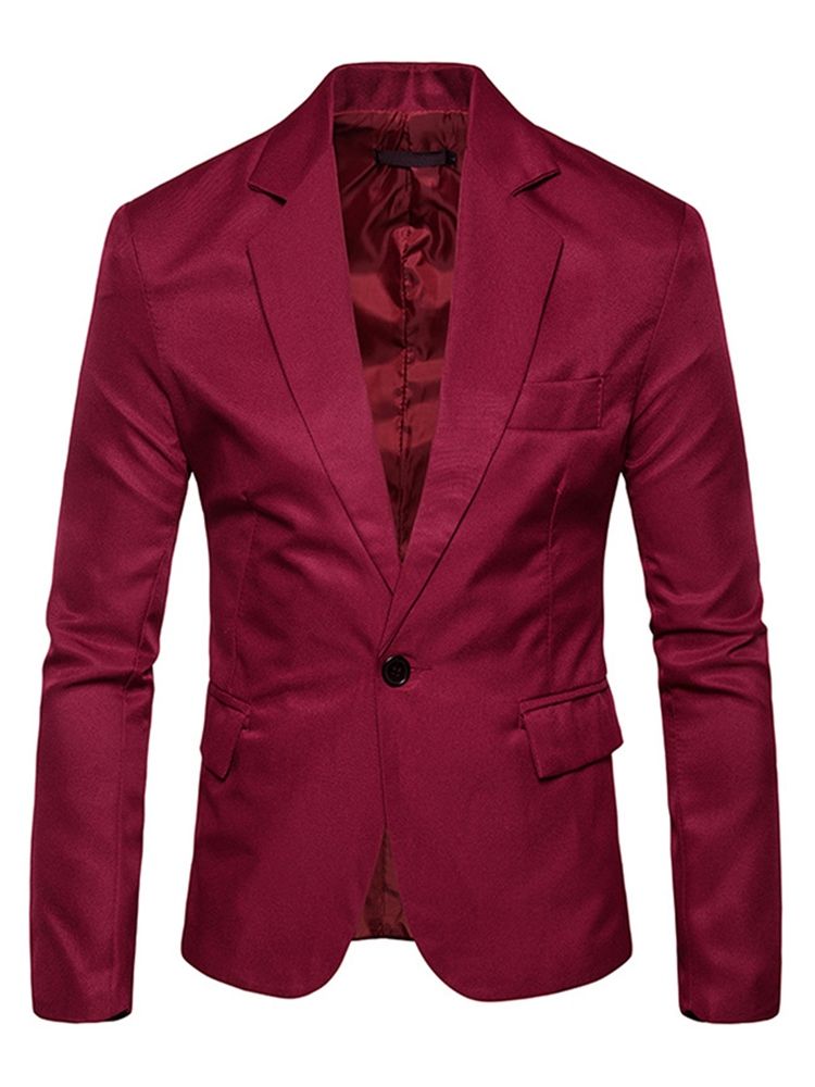 Herrkläder Plain Notched Lapel Slim Light Blazer