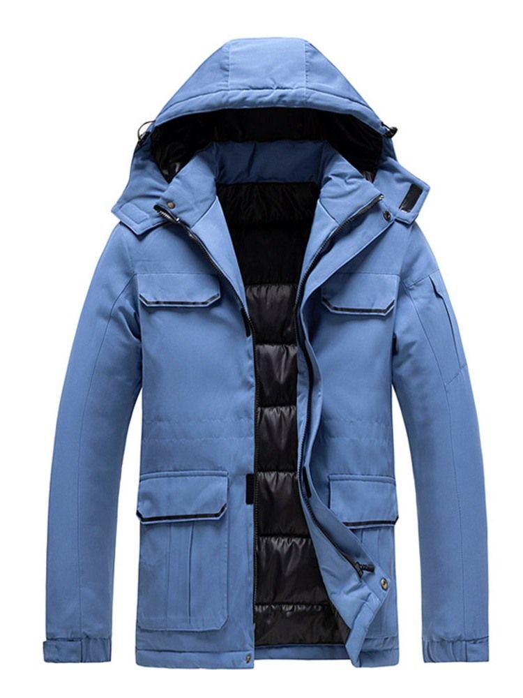 Hooded Block Zipper Casual Dunjacka För Män