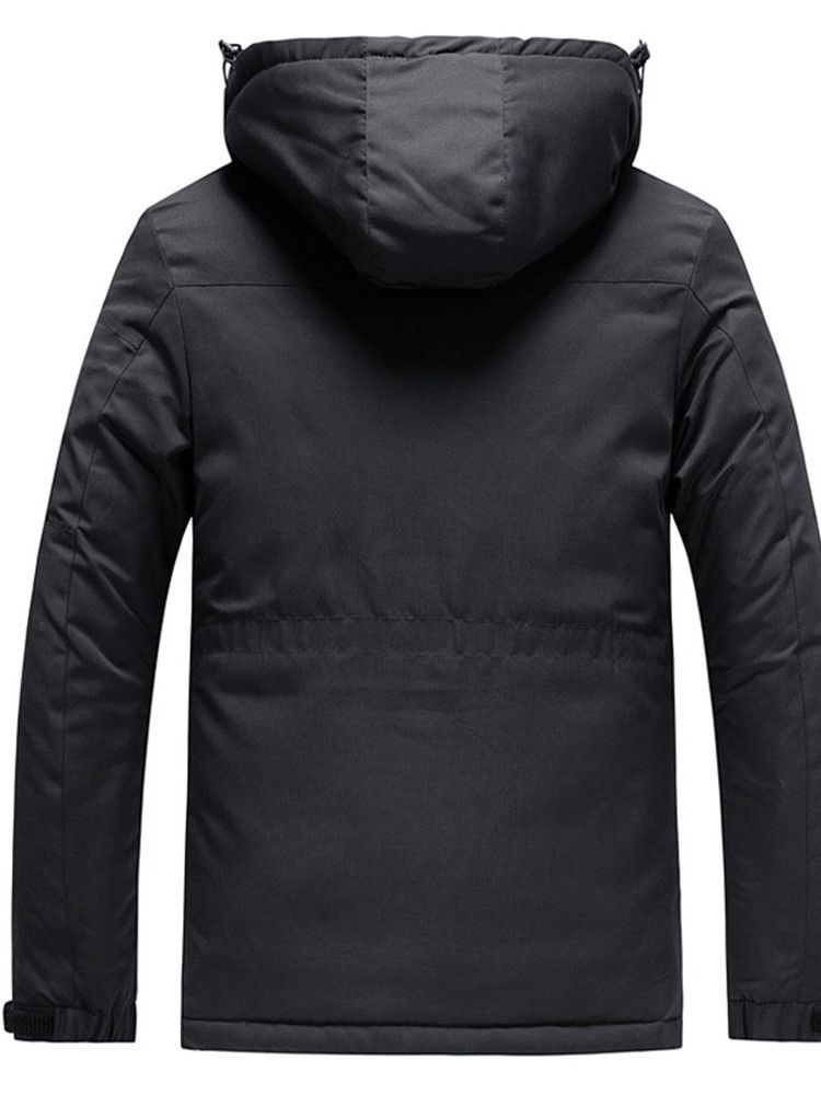 Hooded Block Zipper Casual Dunjacka För Män