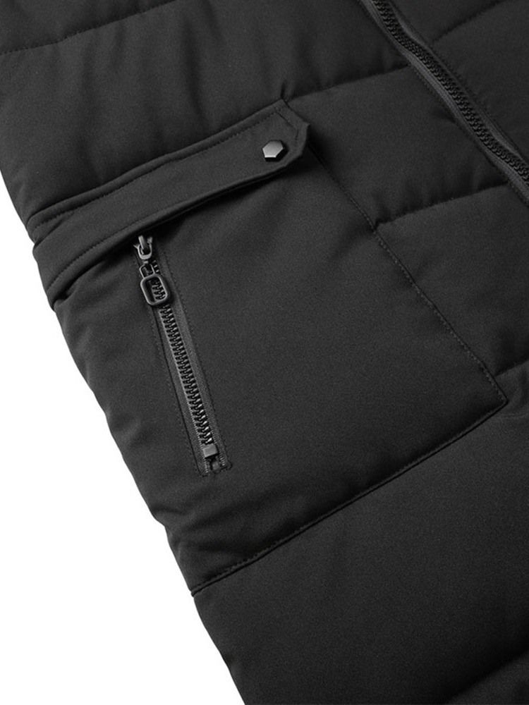 Hooded Mid-length Plain Zipper Casual Dunjacka För Män