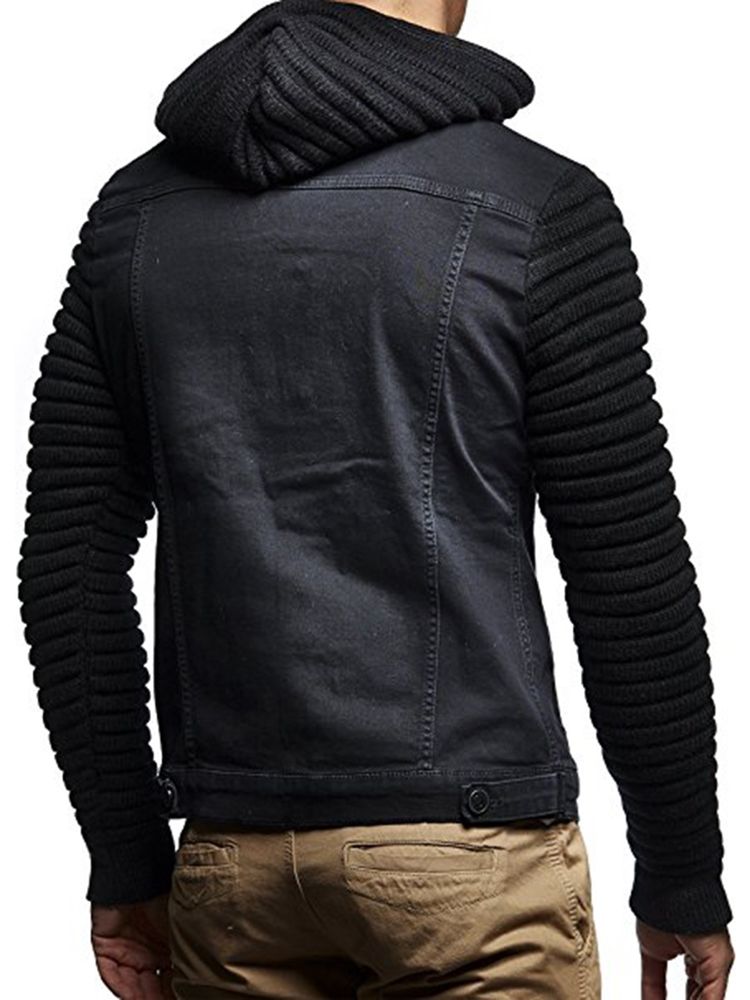 Hooded Patchwork Pockets Herrjacka