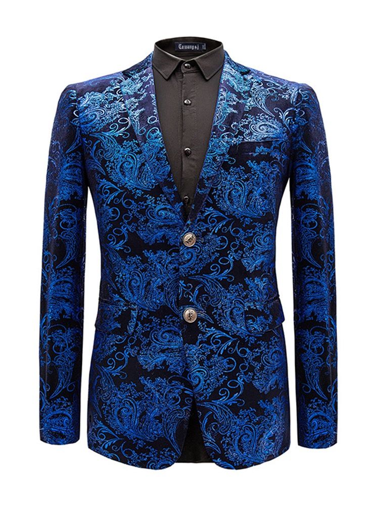 Lapel Fit Print Casual Blazer För Män