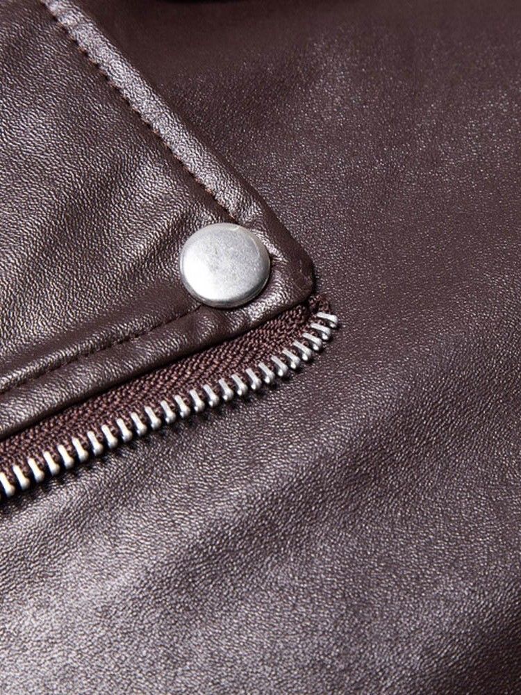 Lapel Plain Zipper Herrjacka