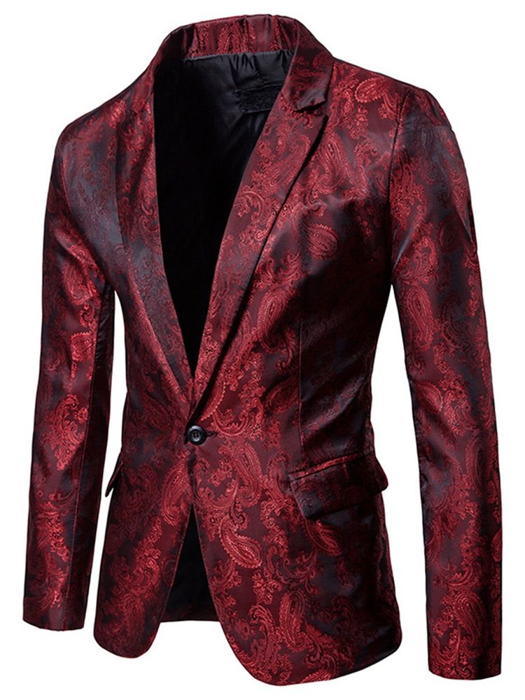 Lapel Vogue Print Slim Small Storlek Herr Blazer