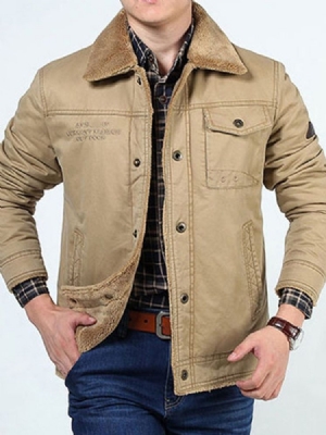 Letter Pocket Lapel Single-breasted Men's Jacket