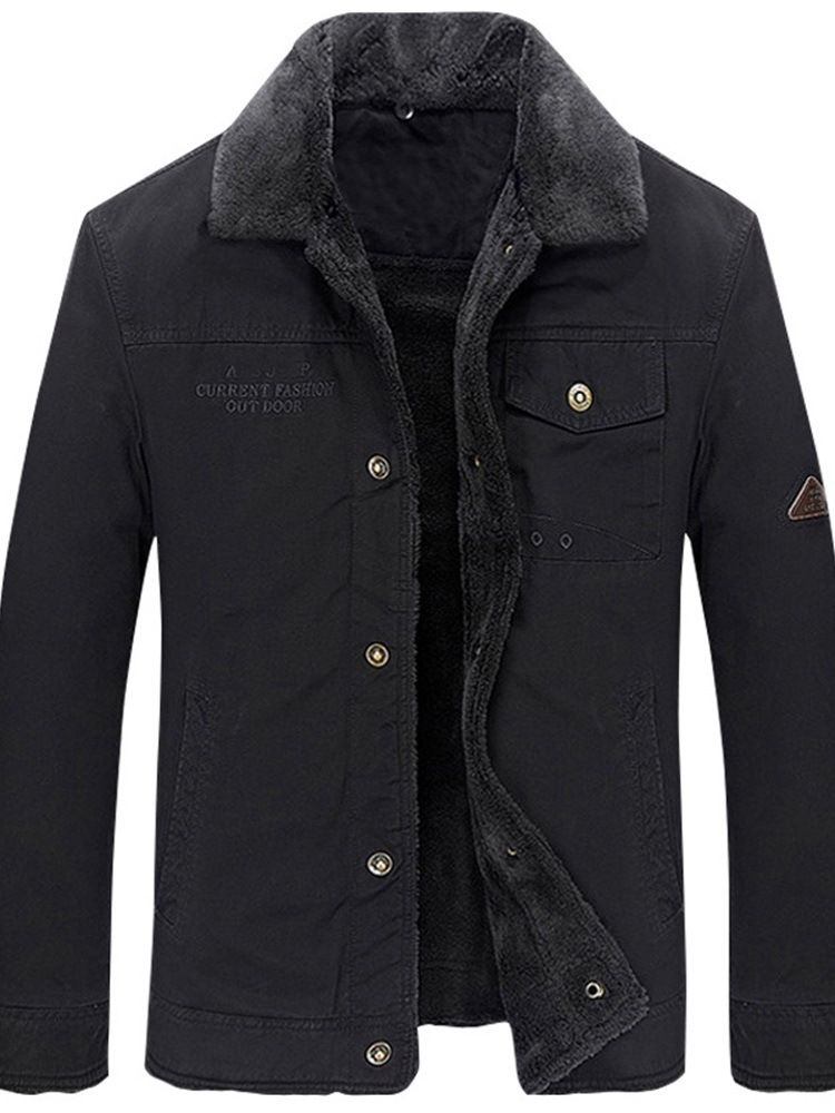 Letter Pocket Lapel Single-breasted Men's Jacket