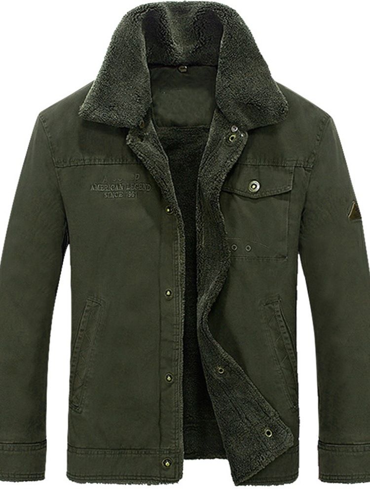 Letter Pocket Lapel Single-breasted Men's Jacket