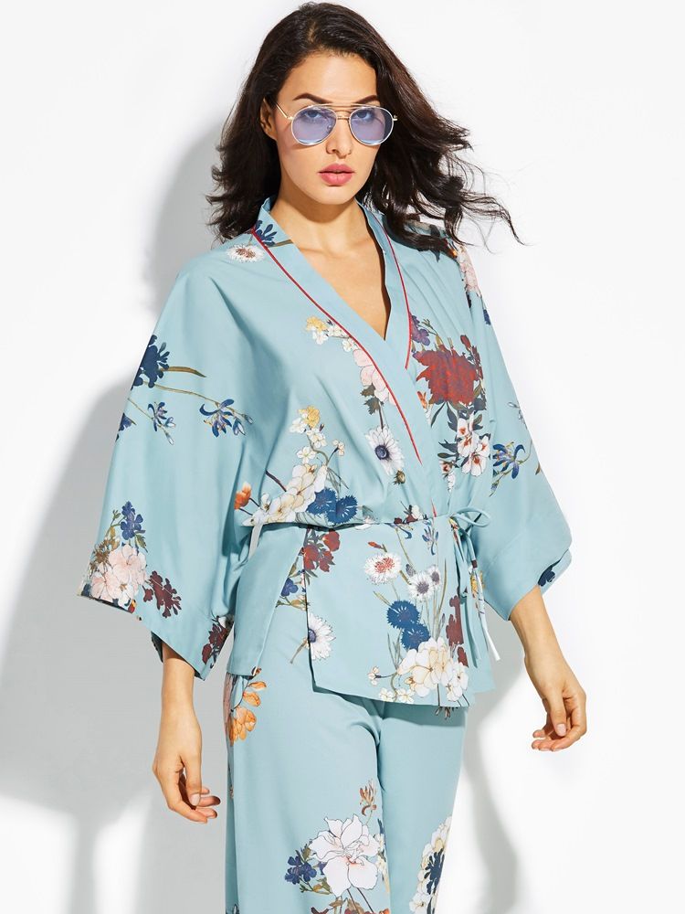 Loose Flower Print Kimono Damrock