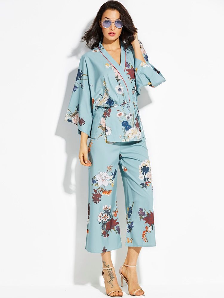 Loose Flower Print Kimono Damrock