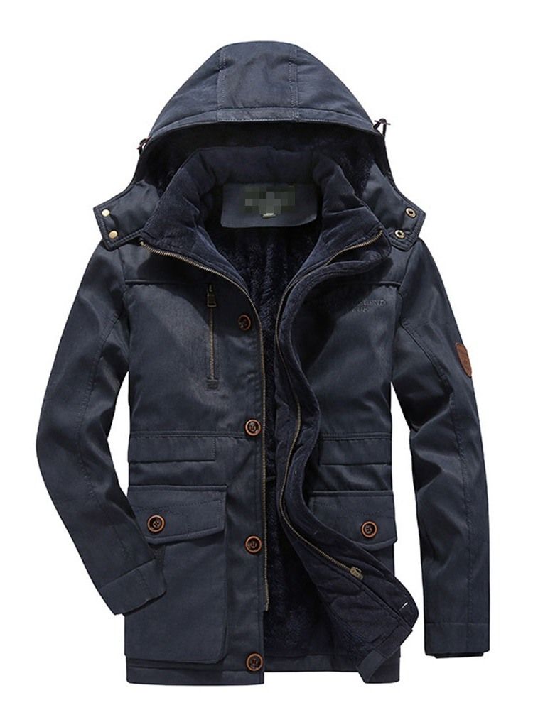 Mid-length Hooded Casual Zipper Herr Dunjacka