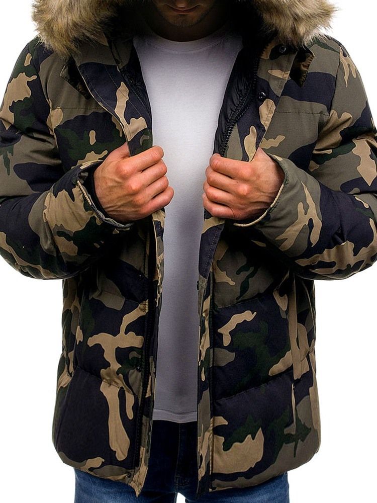 Mid-length Pocket Camouflage Casual Zipper Men's Dunjacka