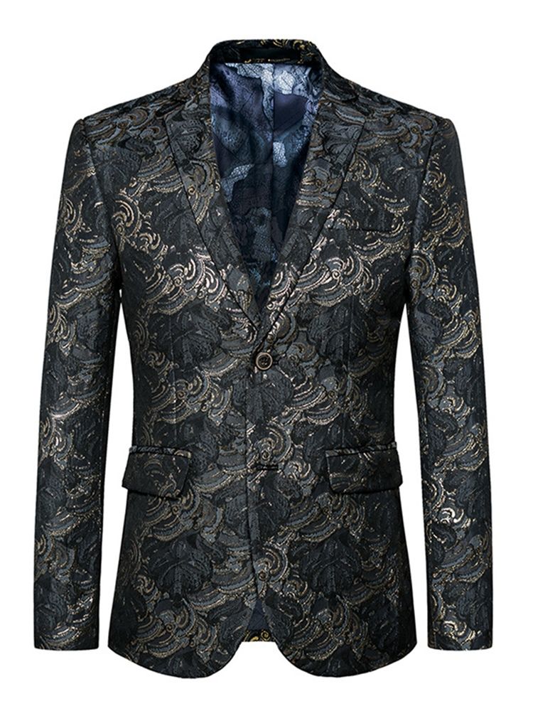 Notched Lapel Jacquard Blazer För Män