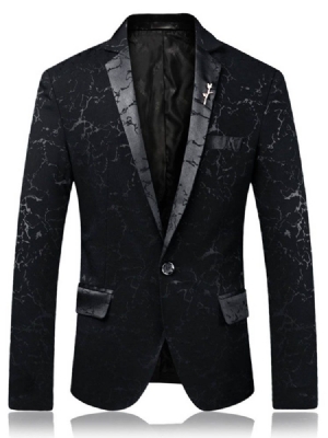 Notched Lapel Mens One Button Slim Blazer Jacket