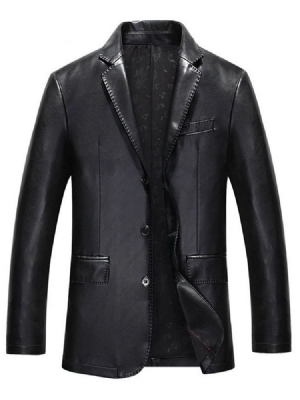 Notched Lapel Plain Standard Ol Fall Leather Leather Jacket