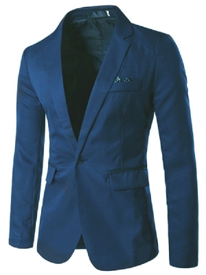 Notched Lapel Slim Mens Plain Blazer