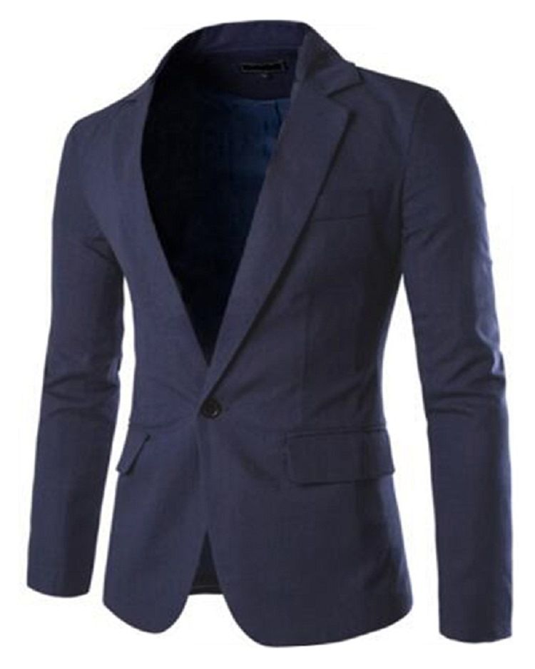 Notched Lapel Solid Color Slim Blazer För Män