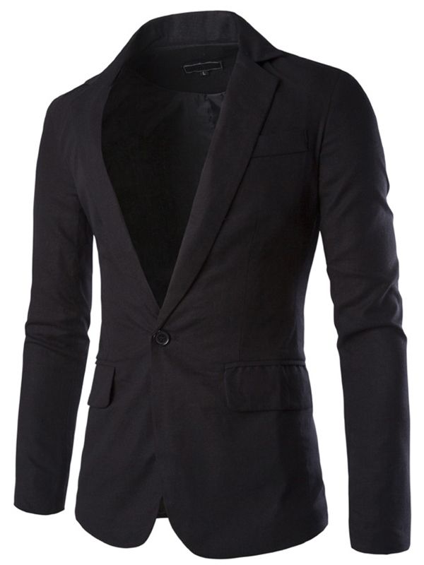 Notched Lapel Solid Color Slim Blazer För Män