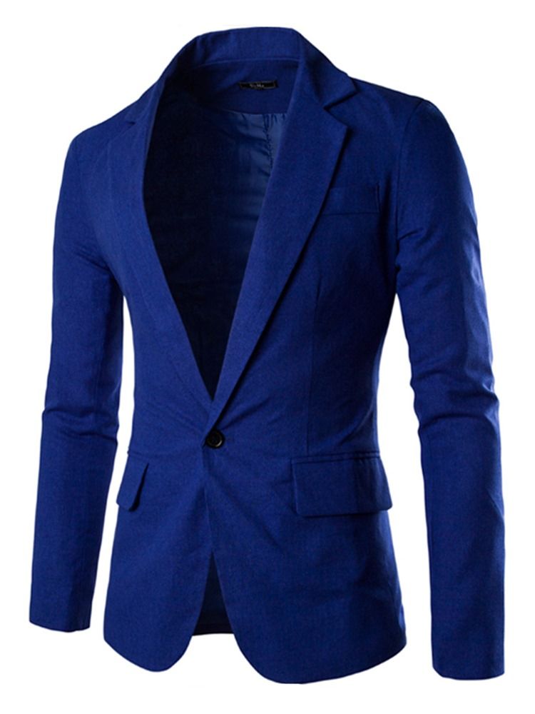 Notched Lapel Solid Color Slim Blazer För Män