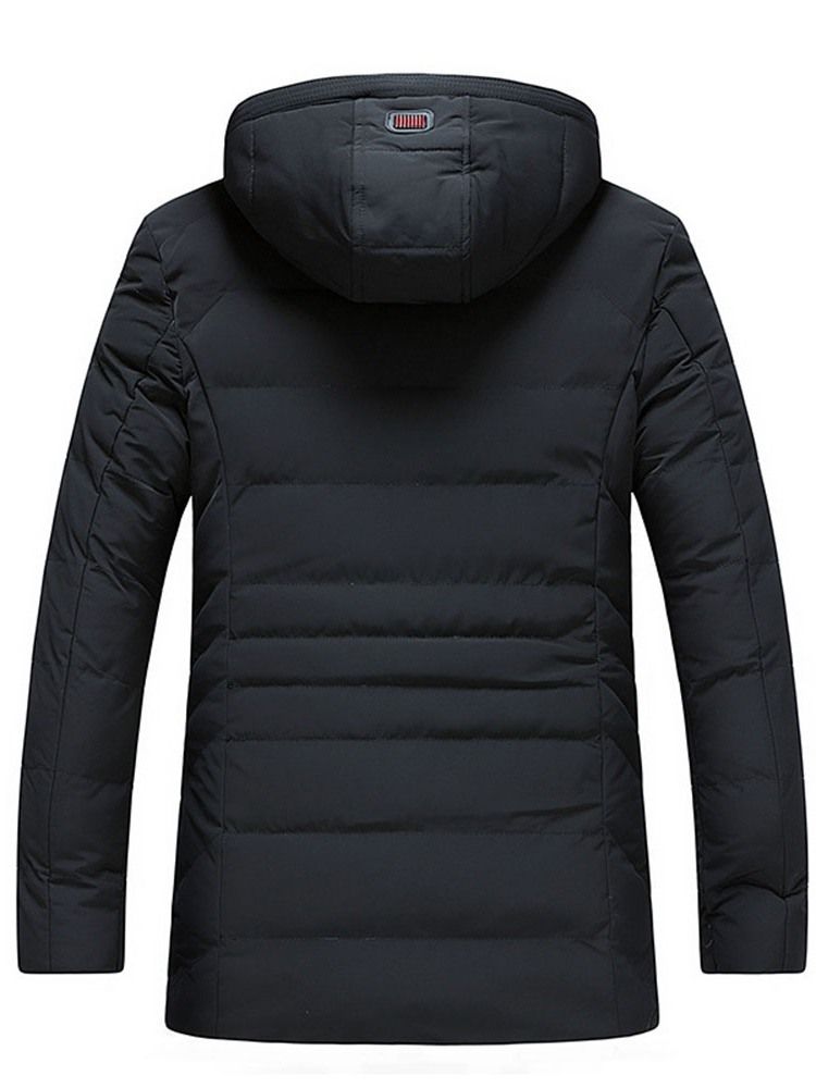 Patchwork Mid-length Style Hooded Zipper European Dunjacka För Män