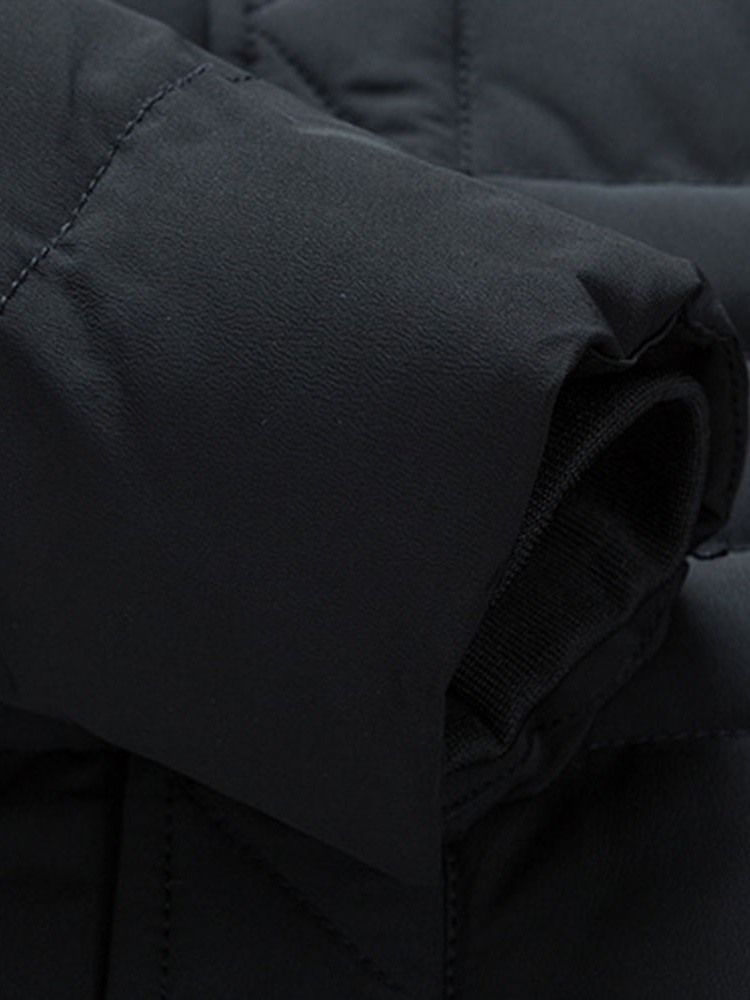 Patchwork Mid-length Style Hooded Zipper European Dunjacka För Män